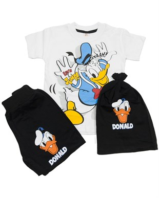 Donald Duck Baskılı Bereli Erkek Çocuk Yazlık 3'lü Takım