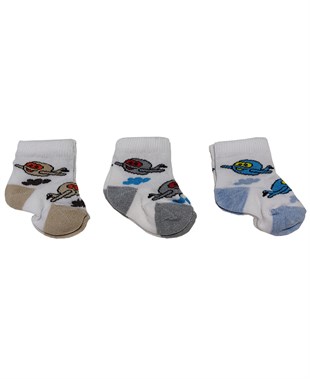 Karışık Renk 3lü Erkek Bebek Soket Çorap-Uçak