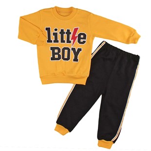 Little Boy Baskılı 2li Erkek Bebek Takım-Sarı