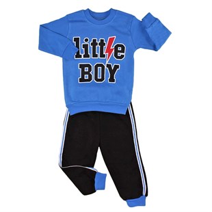 Little Boy Baskılı 2li Erkek Bebek Takım-Mavi